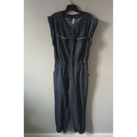 Anthropologie Pants - Daily‎ Practice Anthropologie Size M Utility Jumpsuit Dark Gray Pockets Stretch